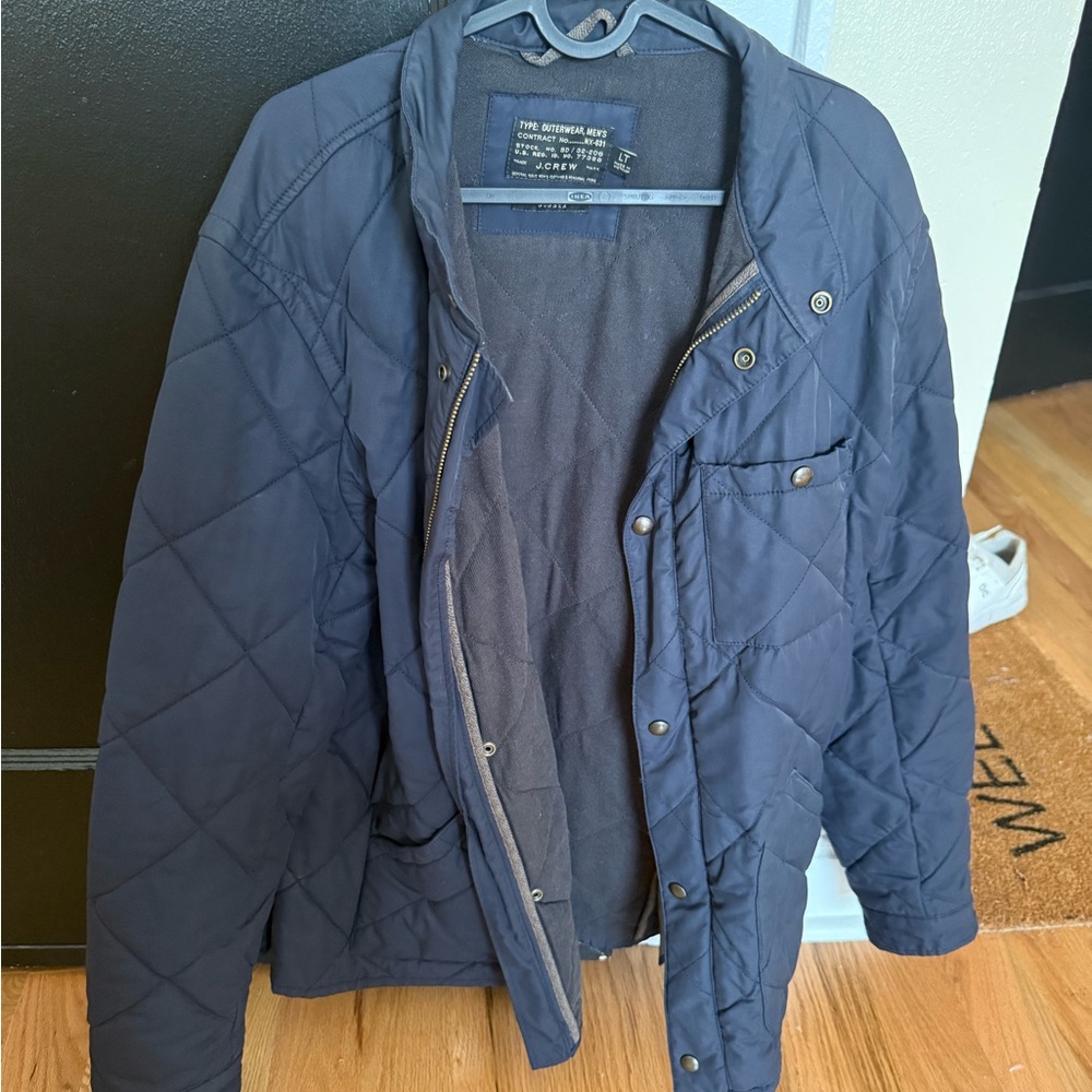 J. Crew Men's Dark Blue Quilted Puffer Jacket